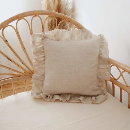 Coussin froufrous, Sand, Moi Mili (lin)