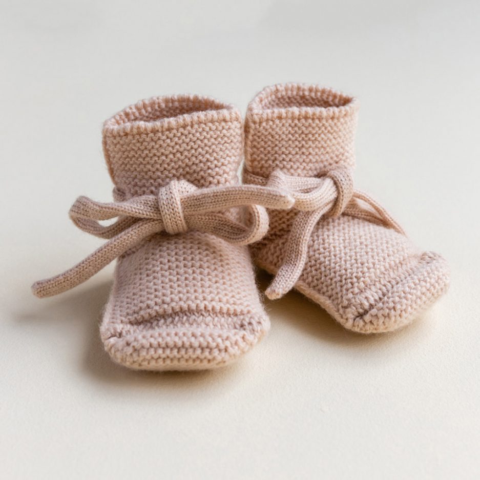 Chaussons bébé en laine, Apricot, HVID