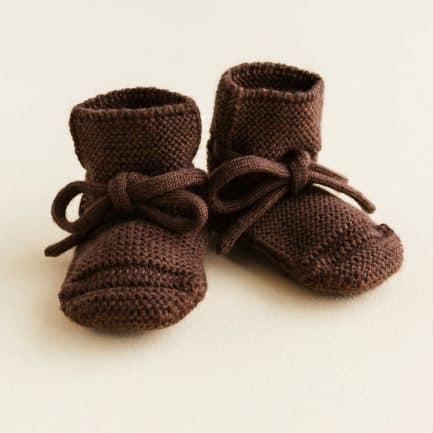 Chaussons bébé en laine, Dark brown, HVID