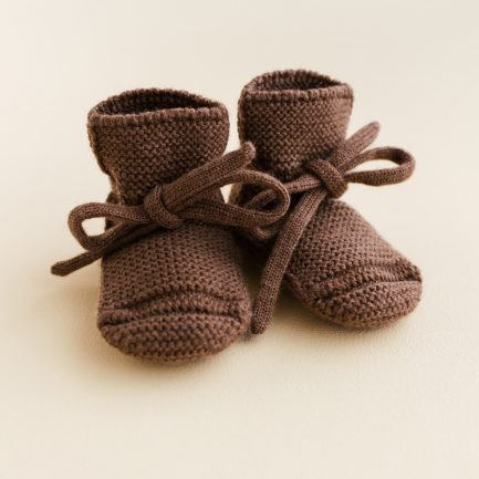 Chaussons bébé en laine, Mocha, HVID